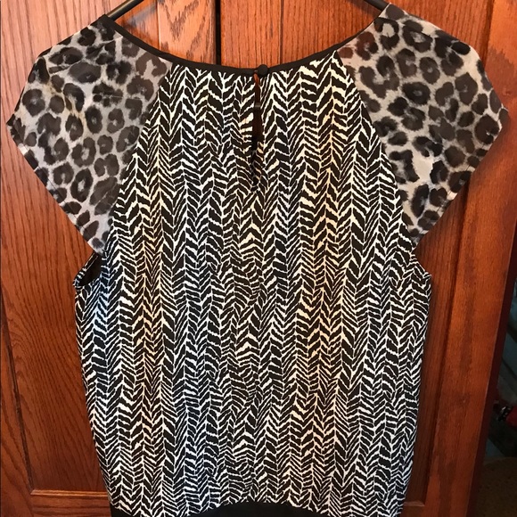 Express cap sleeved career blouse sheer lightweight with animal print size xs - Picture 4 of 5